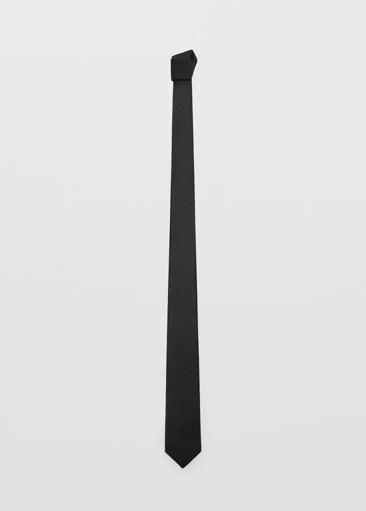 Black Smooth Micro-Structured Tie, Black, medium
