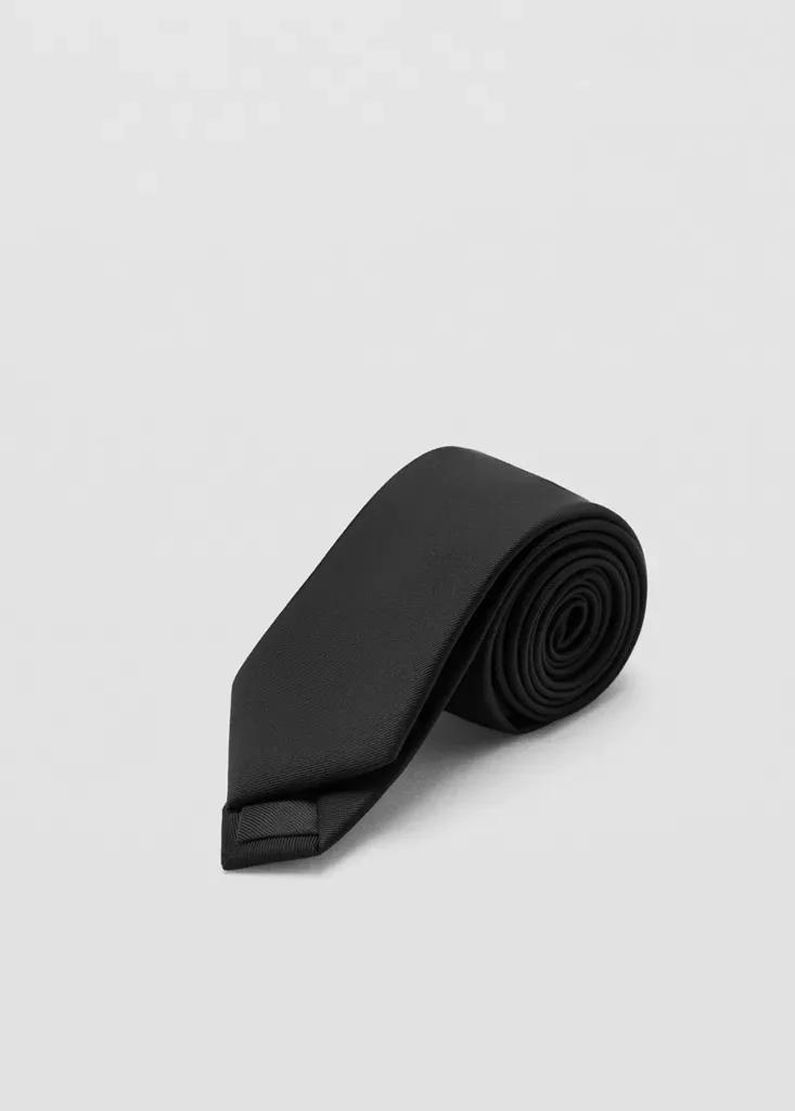 Black Smooth Micro-Structured Tie, Black, large image number 2