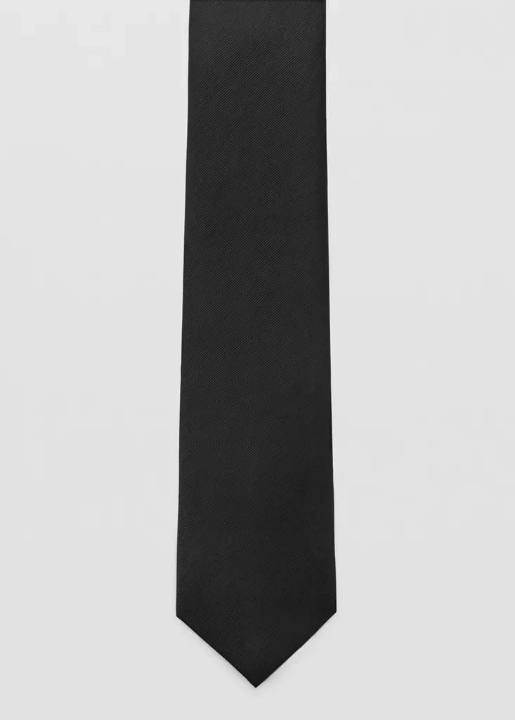 Black Smooth Micro-Structured Tie, Black, large image number 3