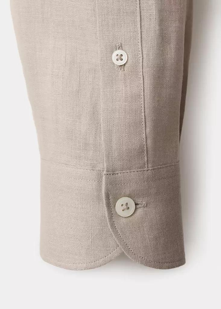 Brown Linen Slim-Fit Shirt, Light Pastel Brown, large image number 7