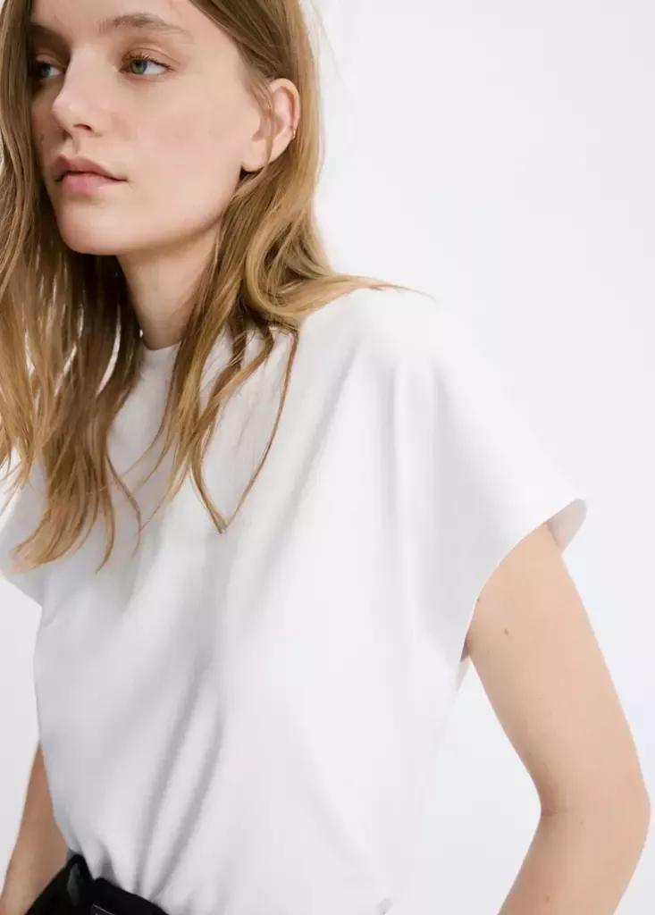 White Short-Sleeved Cotton T-Shirt, White, medium