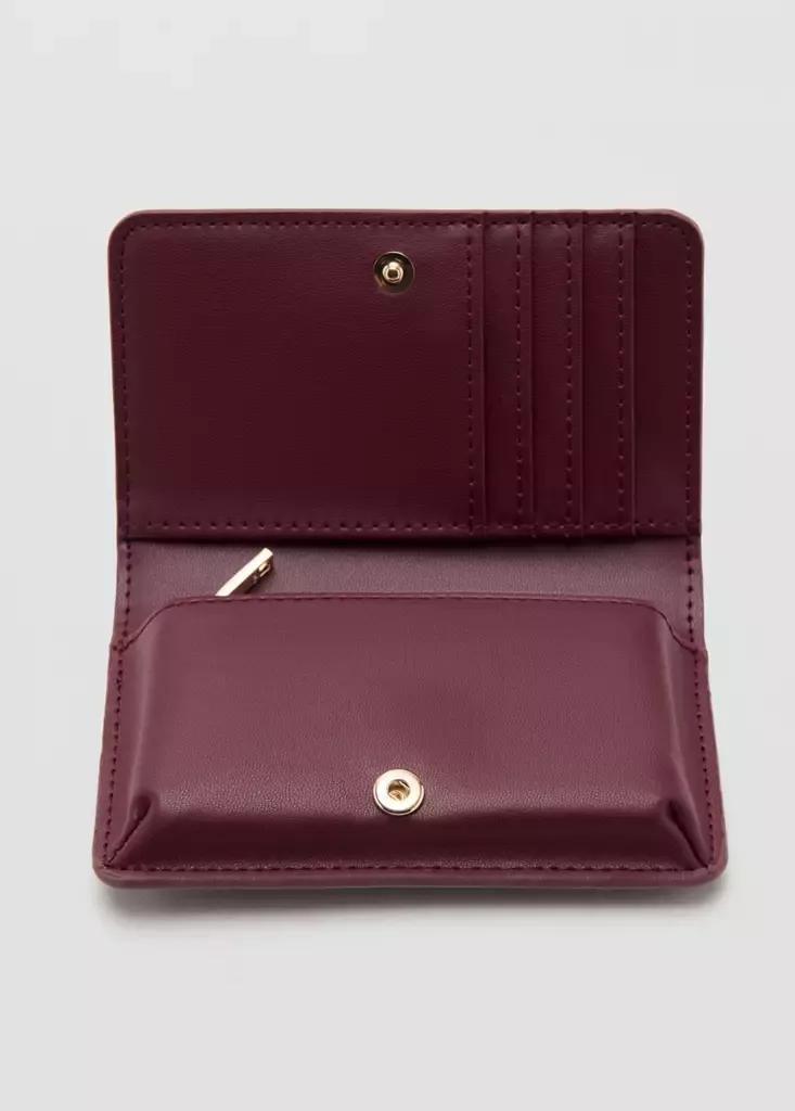 Red Small Shiny Croc-Effect Wallet, Dark Red, large image number 2