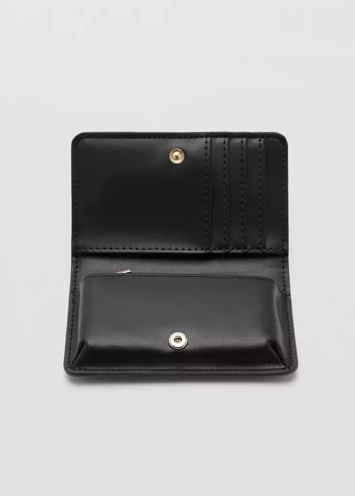 Black Small Shiny Croc-Effect Wallet, Black, medium