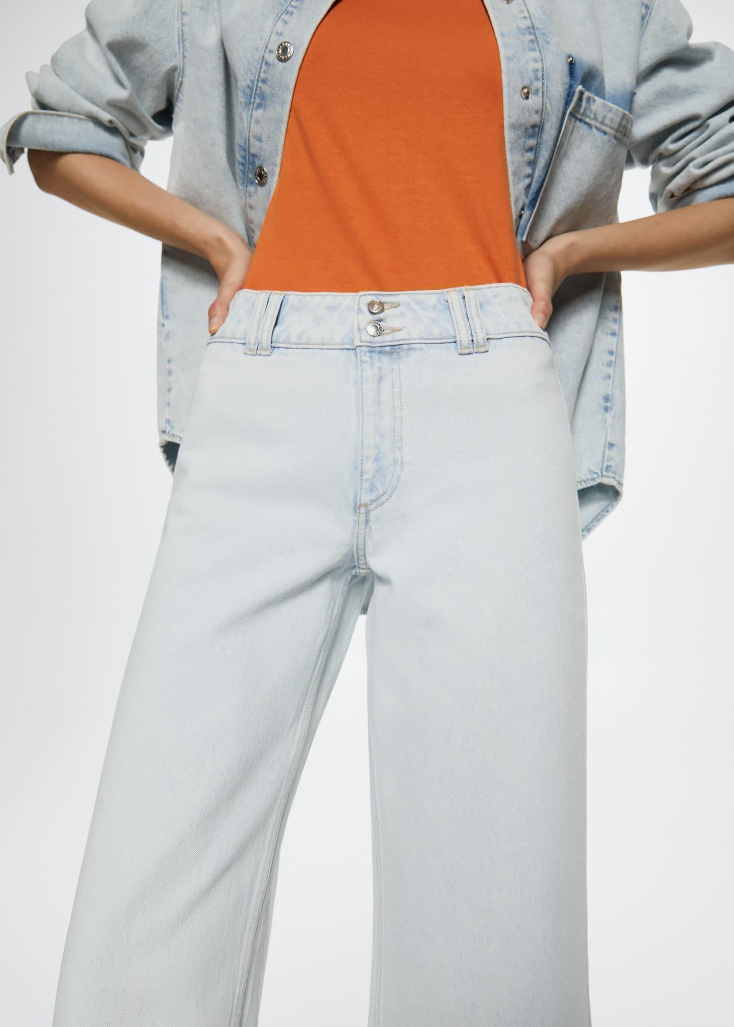 Blue Mid Waist Culotte Jeans, , large image number 2