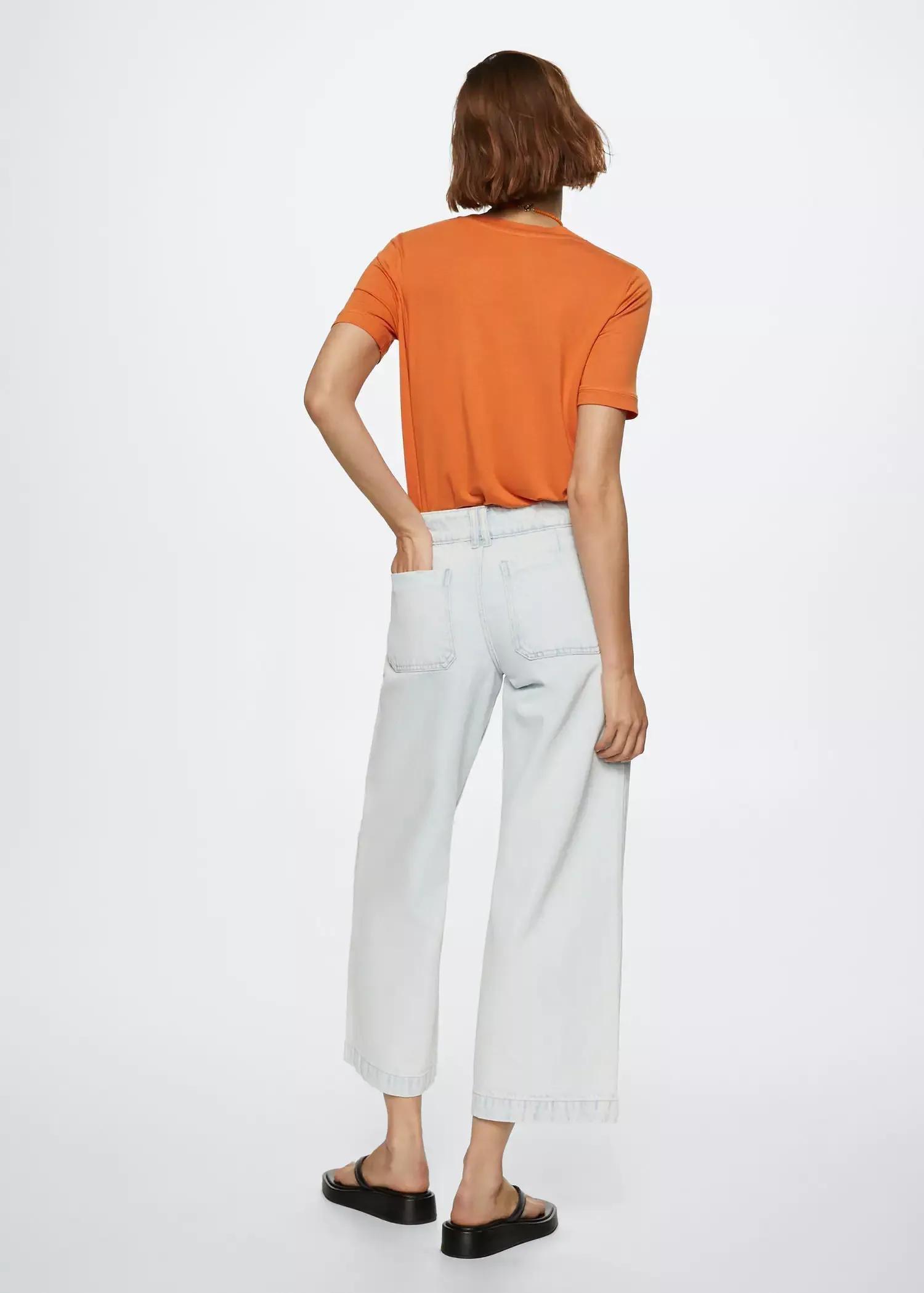 Blue Mid Waist Culotte Jeans, , large image number 6