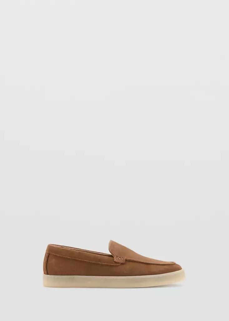 Brown Split Leather Shoes, Dark Brown, medium