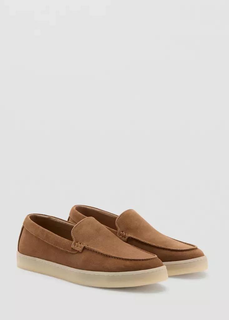 Brown Split Leather Shoes, Dark Brown, medium