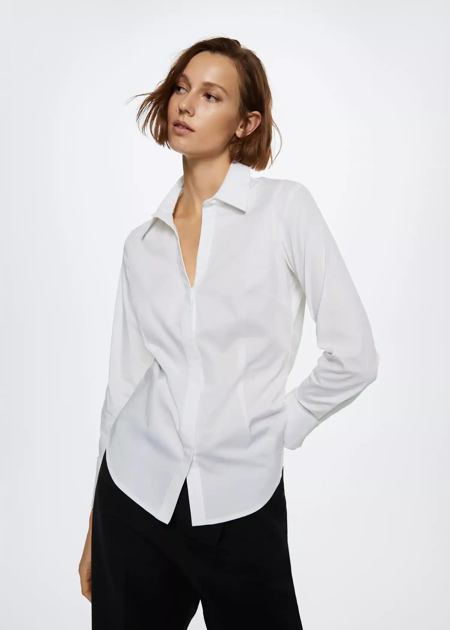 natural white Essential cotton-blend shirt, , large image number 0