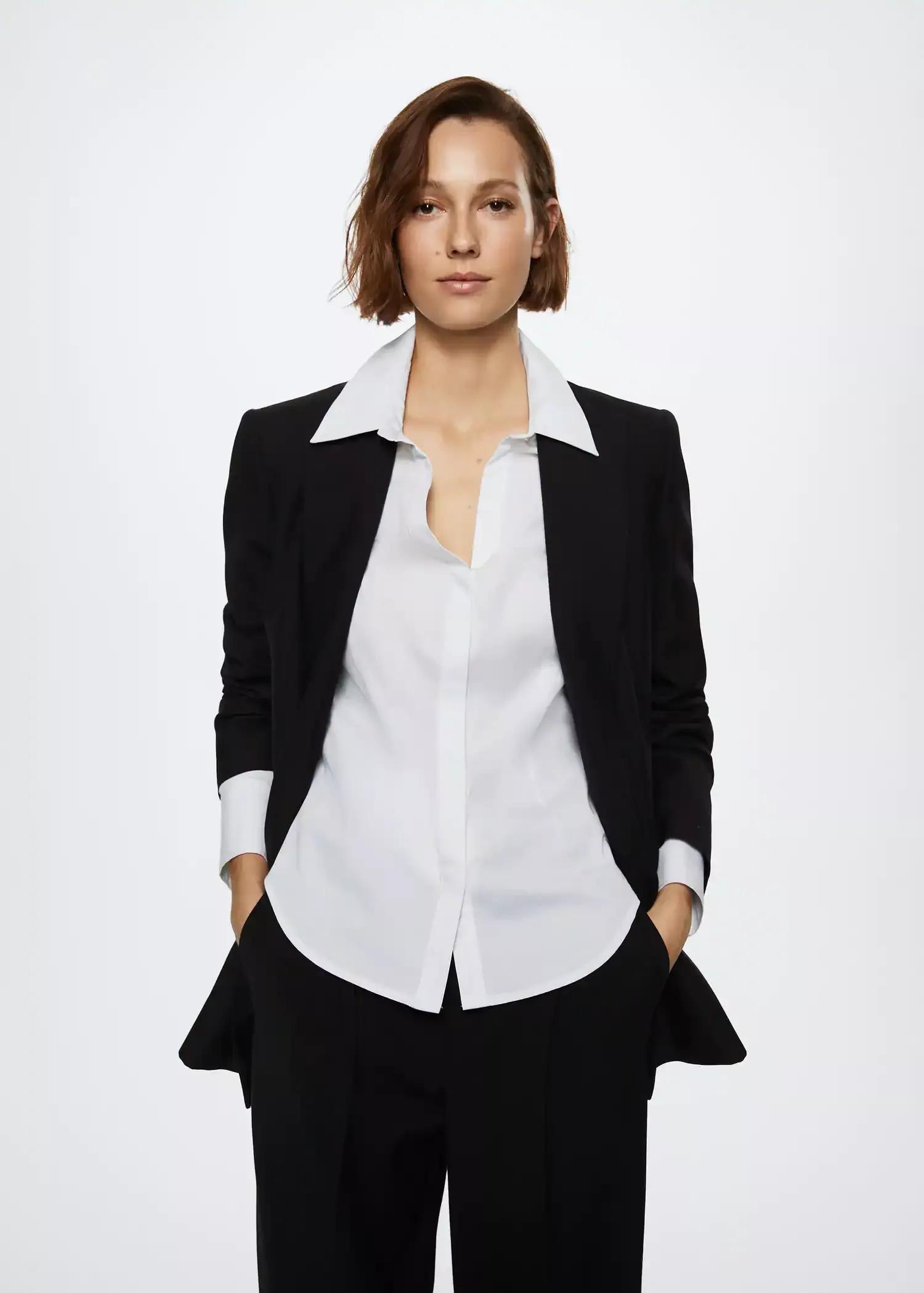 natural white Essential cotton-blend shirt, , large image number 1