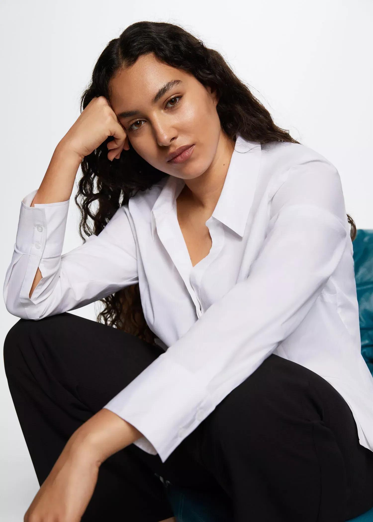 natural white Essential cotton-blend shirt, , large image number 7
