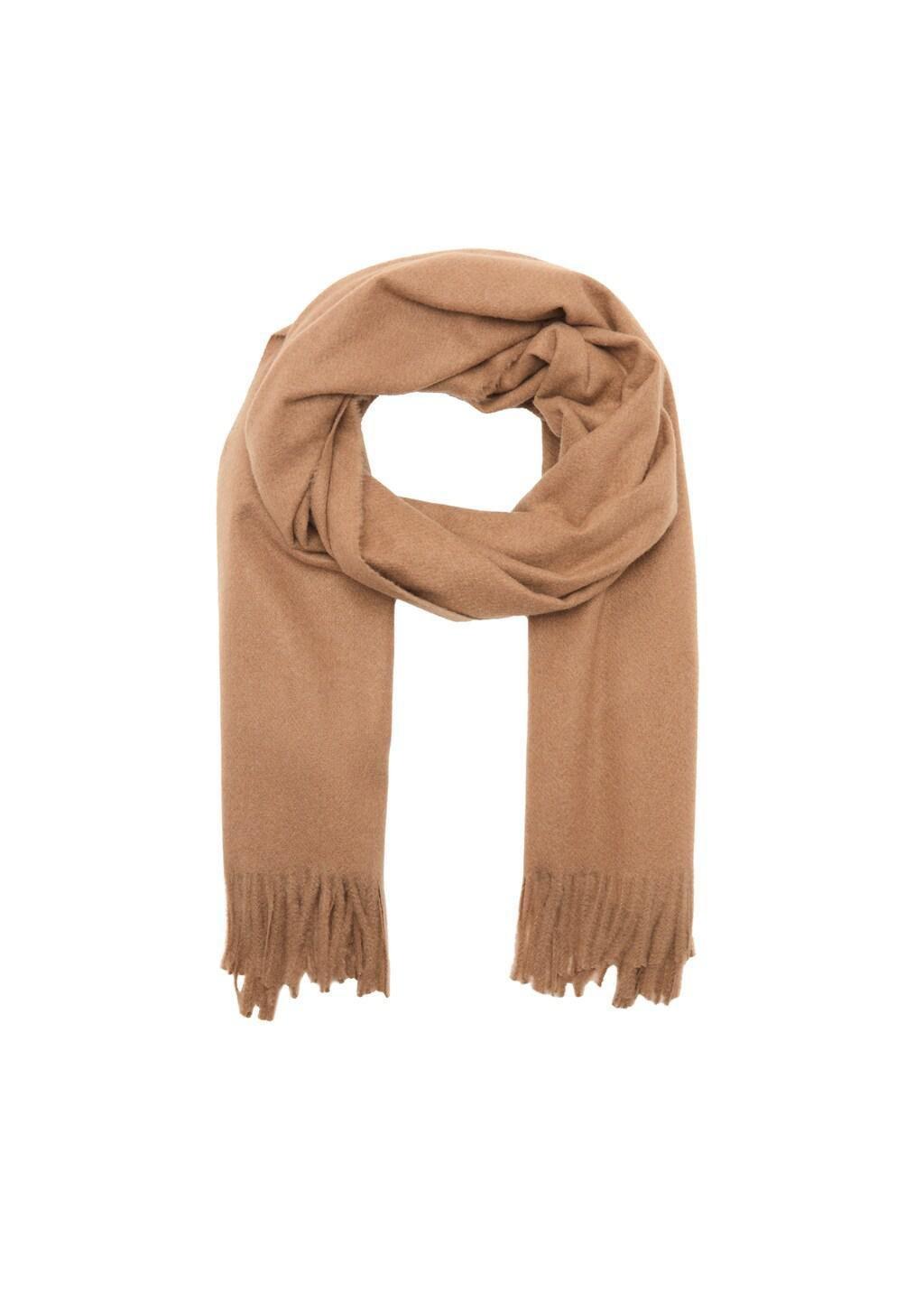 Brown Fringed Edge Scarf, Medium Brown, medium