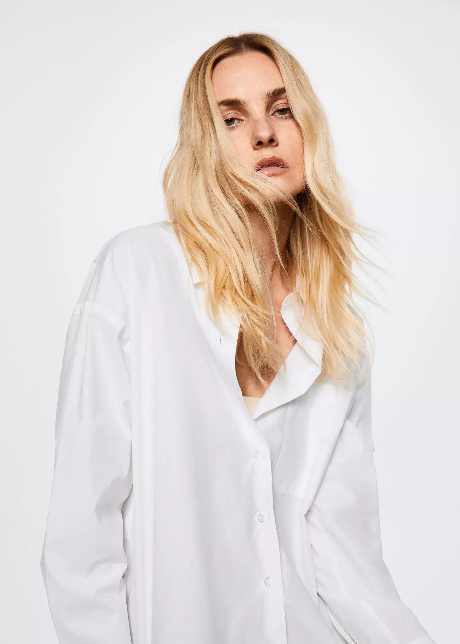 White Oversize Cotton Shirt, , large image number 0