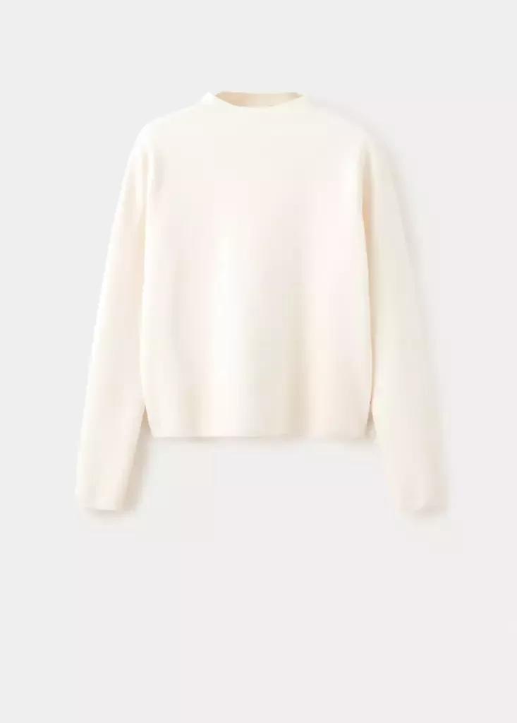 Beige Knitted Sweater With Perkins Neck, , large image number 5