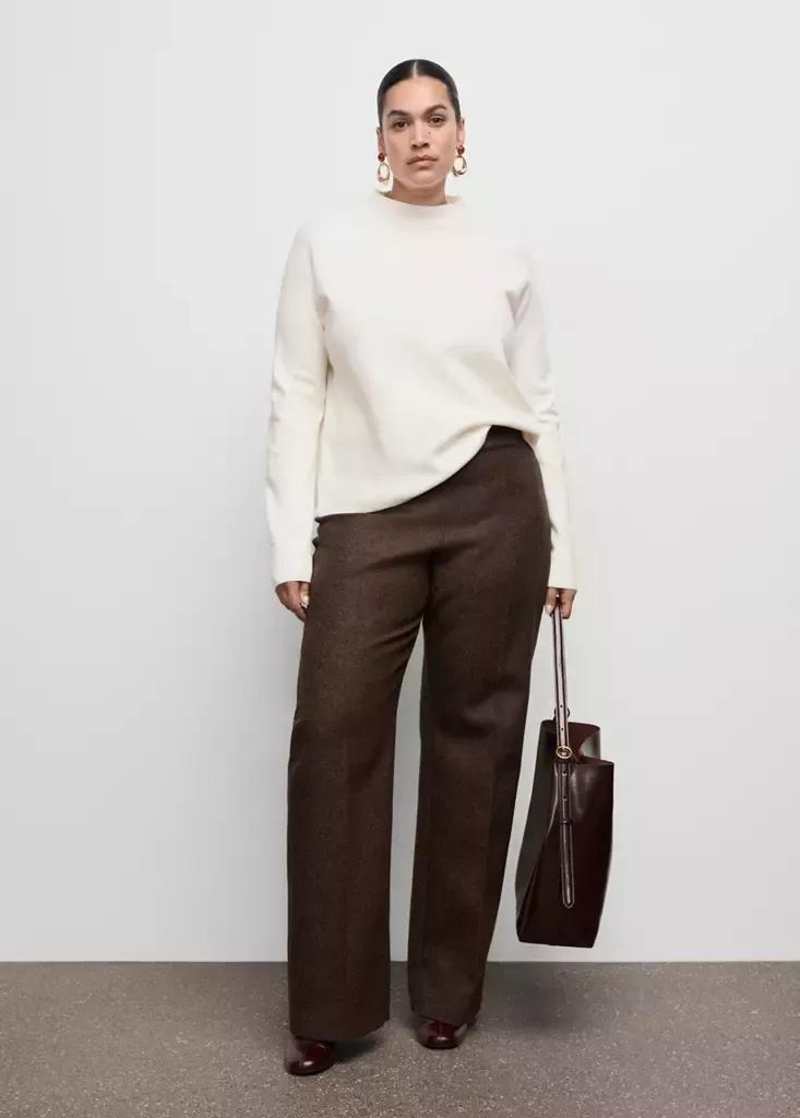 Beige Knitted Sweater With Perkins Neck, , large image number 8