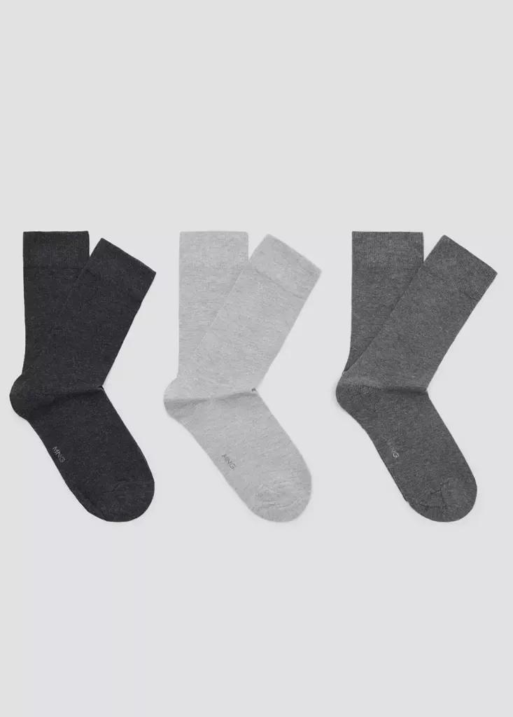 Grey Long Cotton Socks, Set Of 3, , large image number 0