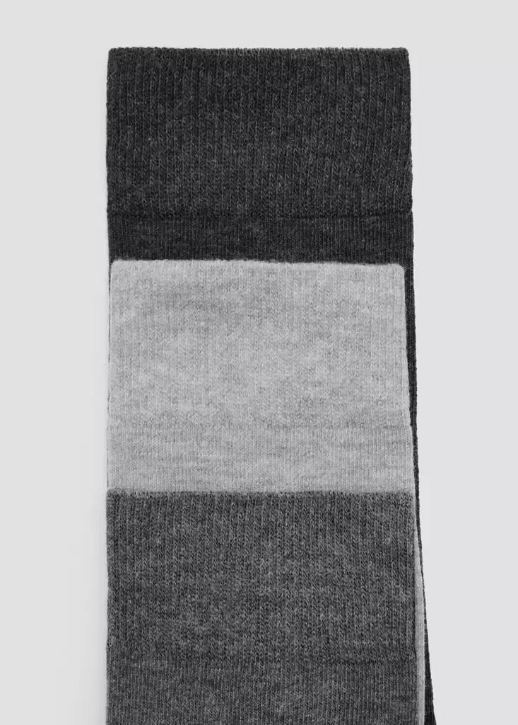 Grey Long Cotton Socks, Set Of 3, , large image number 1