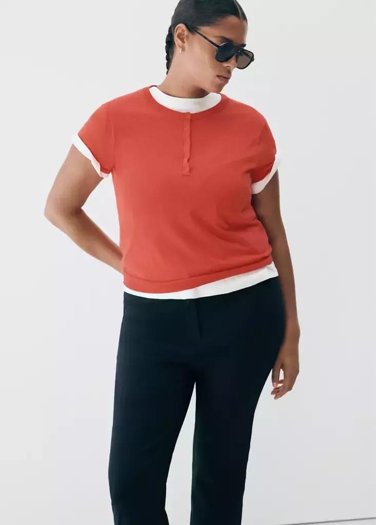 Navy Straight-Cut Crop Trousers, , large image number 9