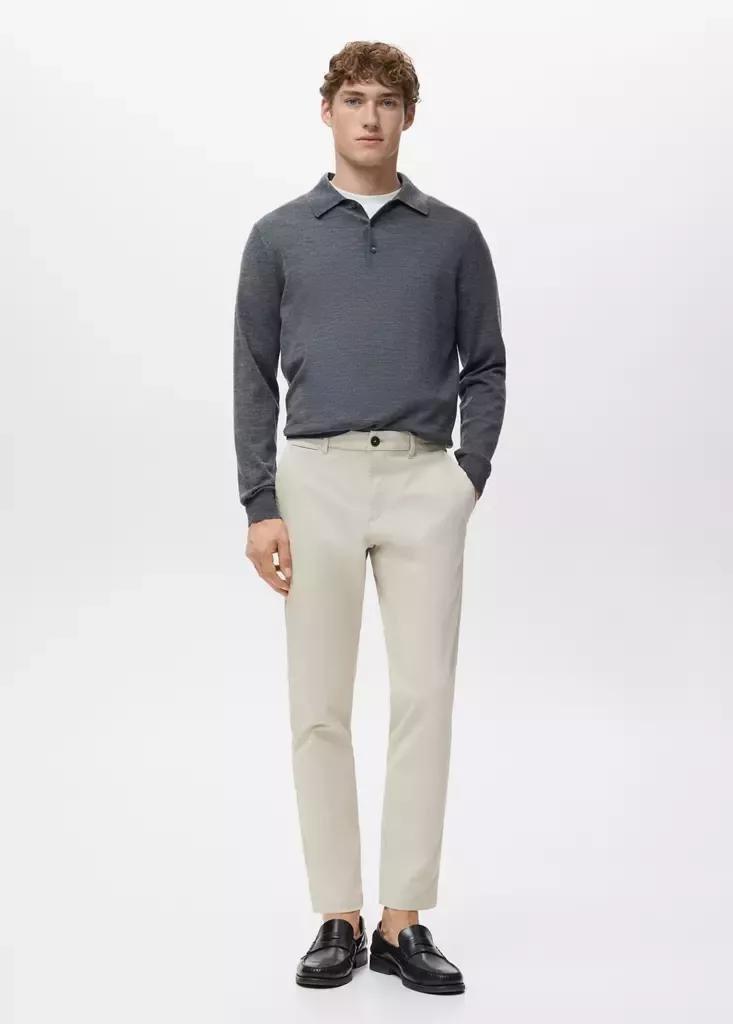 Beige Prato Cropped Tapered Chino Trousers, , large image number 0