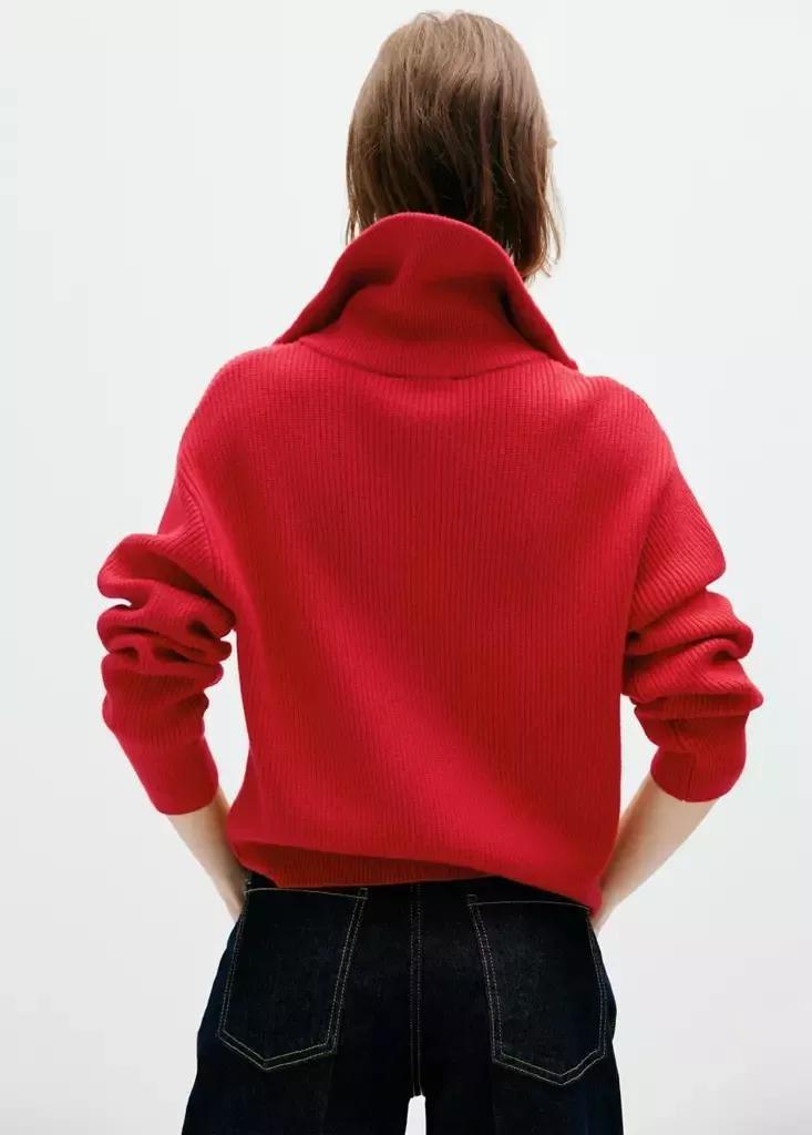 Red Ribbed Zip-Up Jumper, , large image number 2