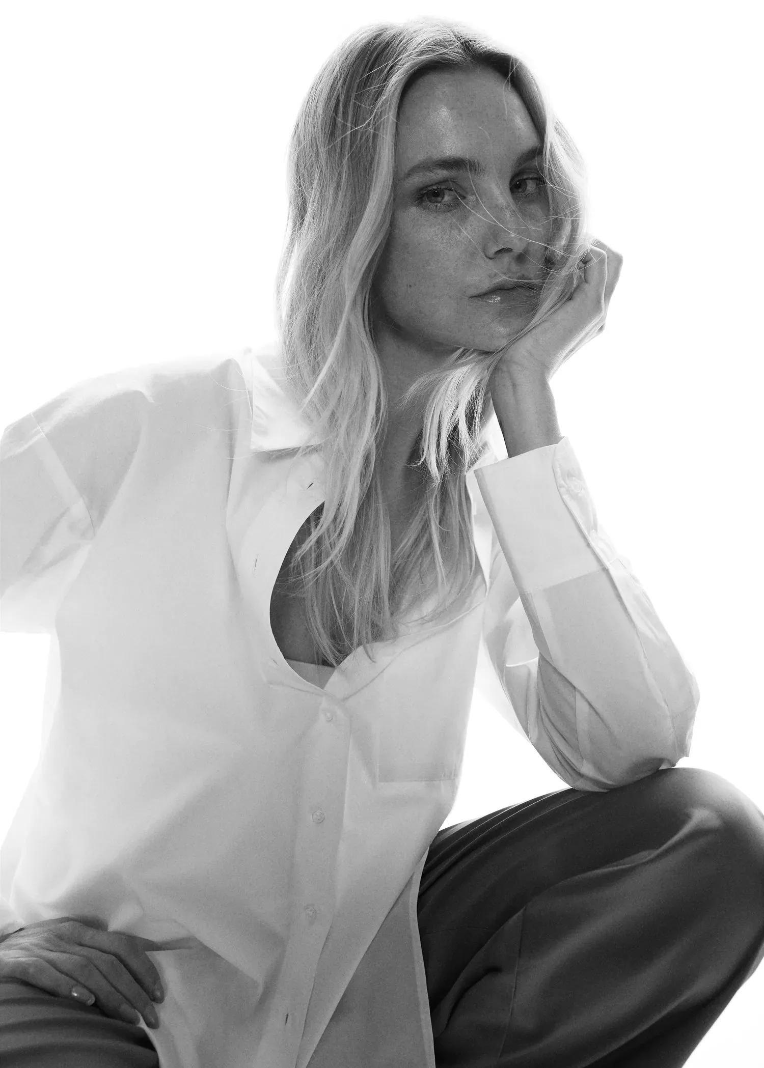 White Oversize Cotton Shirt, , large image number 1