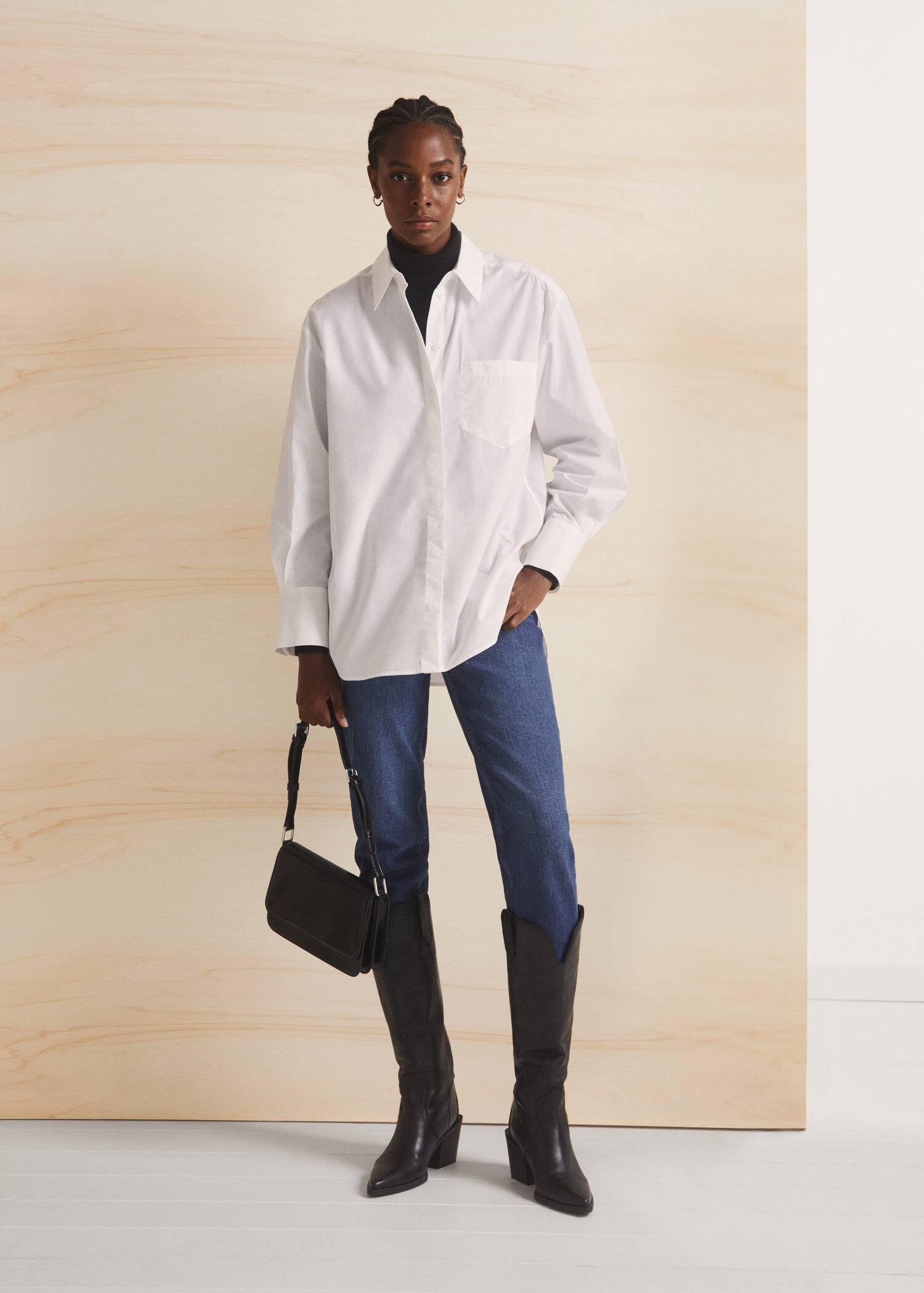 White Oversize Cotton Shirt, , large image number 4