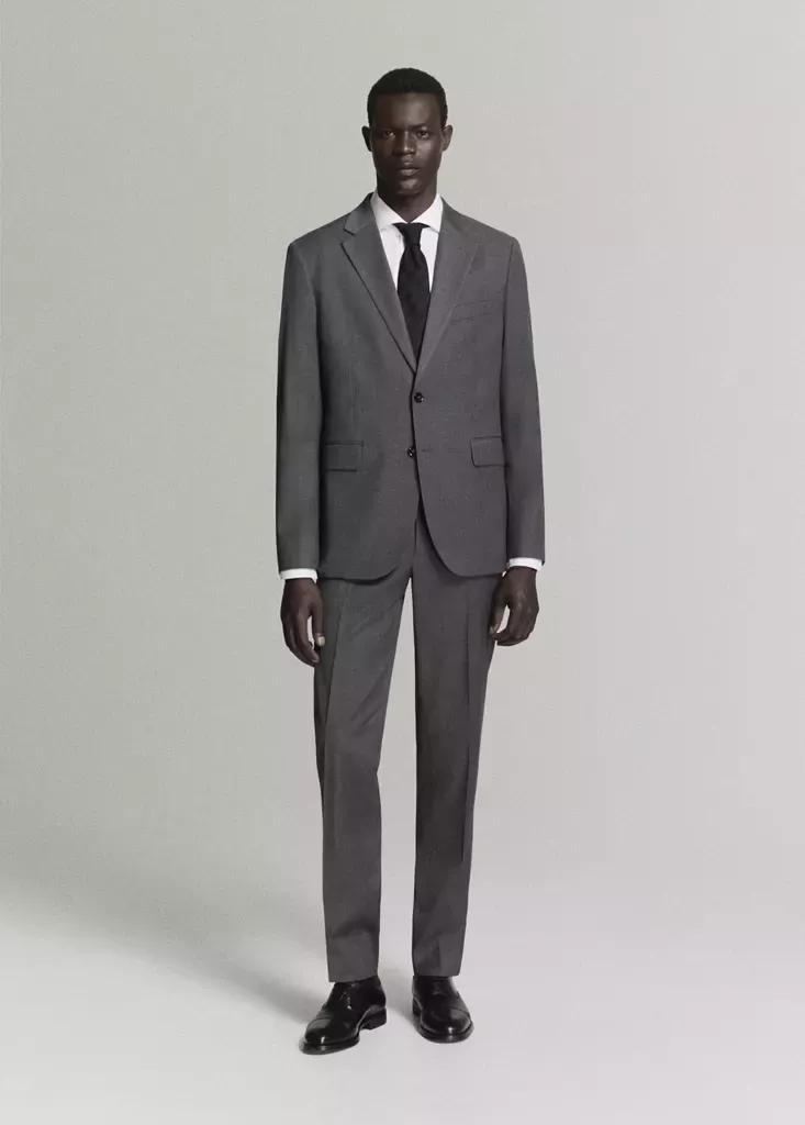 Grey Milan Slim-Fit Suit Trousers, , large image number 0