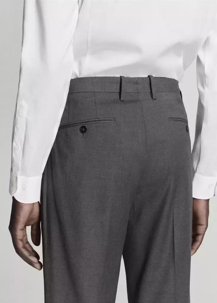 Grey Milan Slim-Fit Suit Trousers, , large image number 4