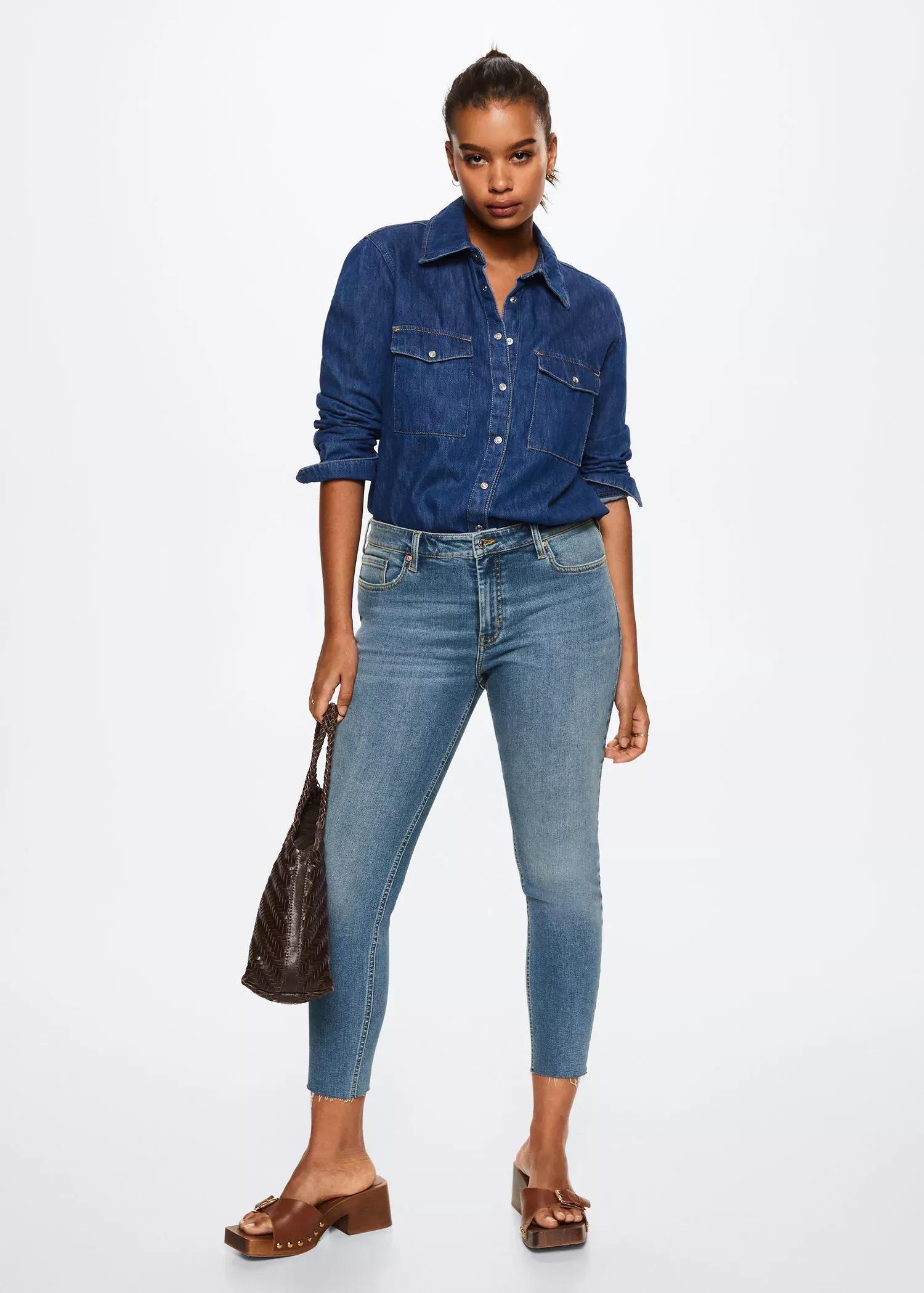 Blue Skinny Cropped Jeans, , large image number 0