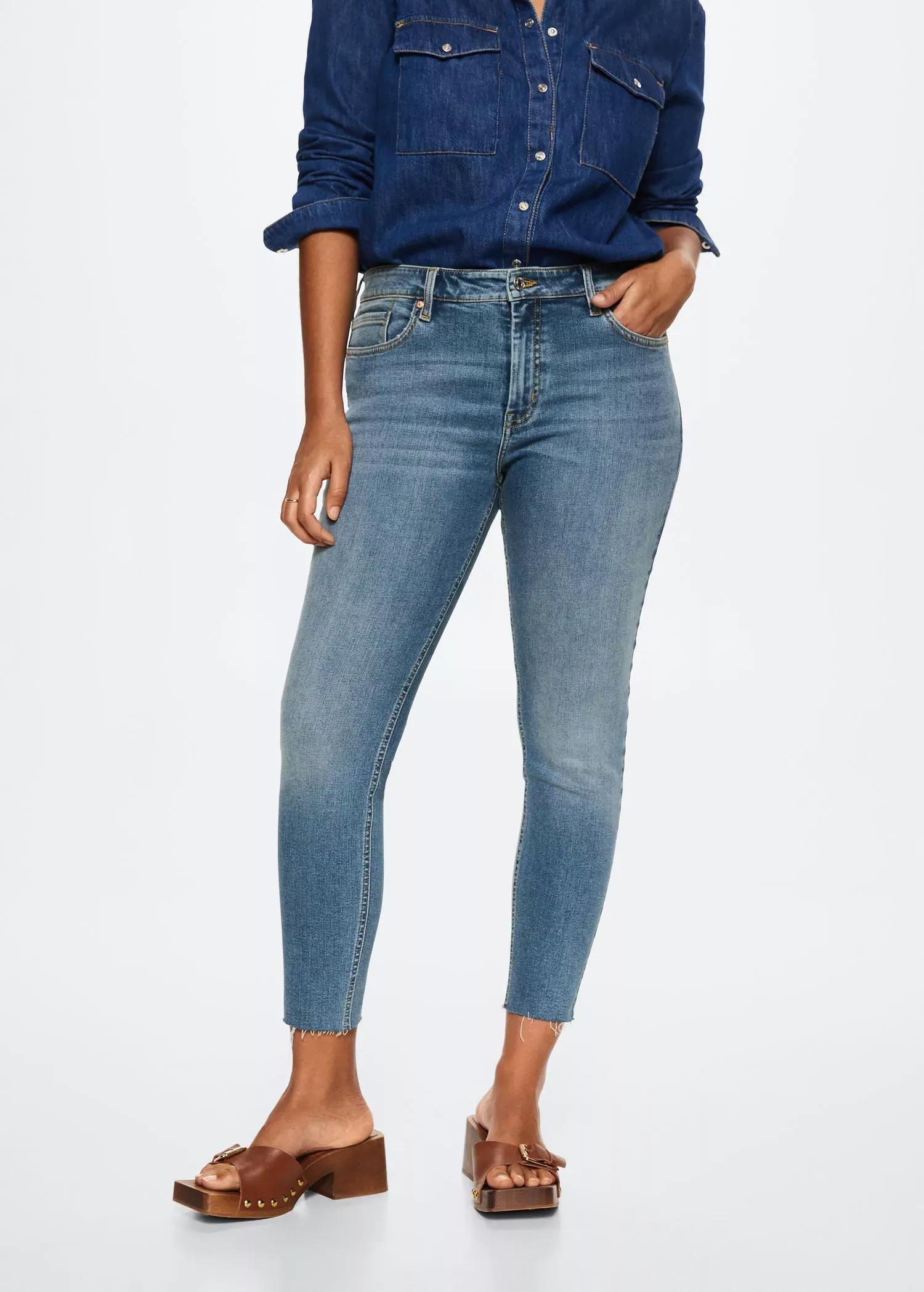 Blue Skinny Cropped Jeans, , large image number 1
