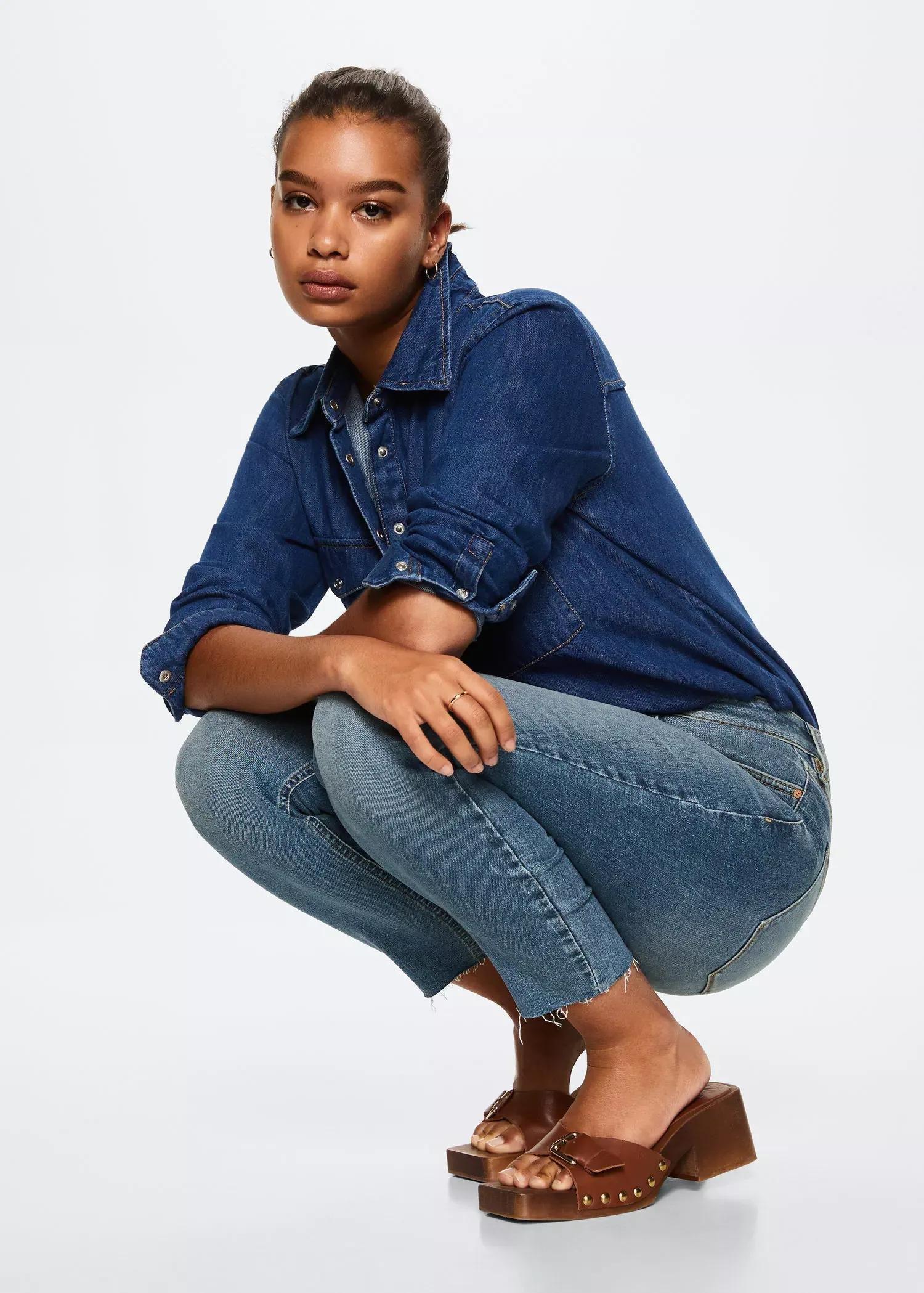 Blue Skinny Cropped Jeans, , large image number 3