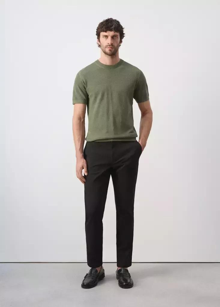 Black Prato Cropped Tapered Chino Trousers, , large image number 0