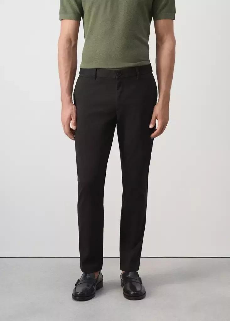 Black Prato Cropped Tapered Chino Trousers, , large image number 1