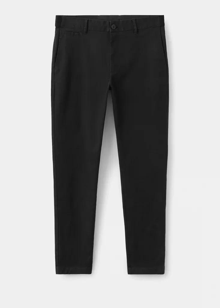 Black Prato Cropped Tapered Chino Trousers, , large image number 6