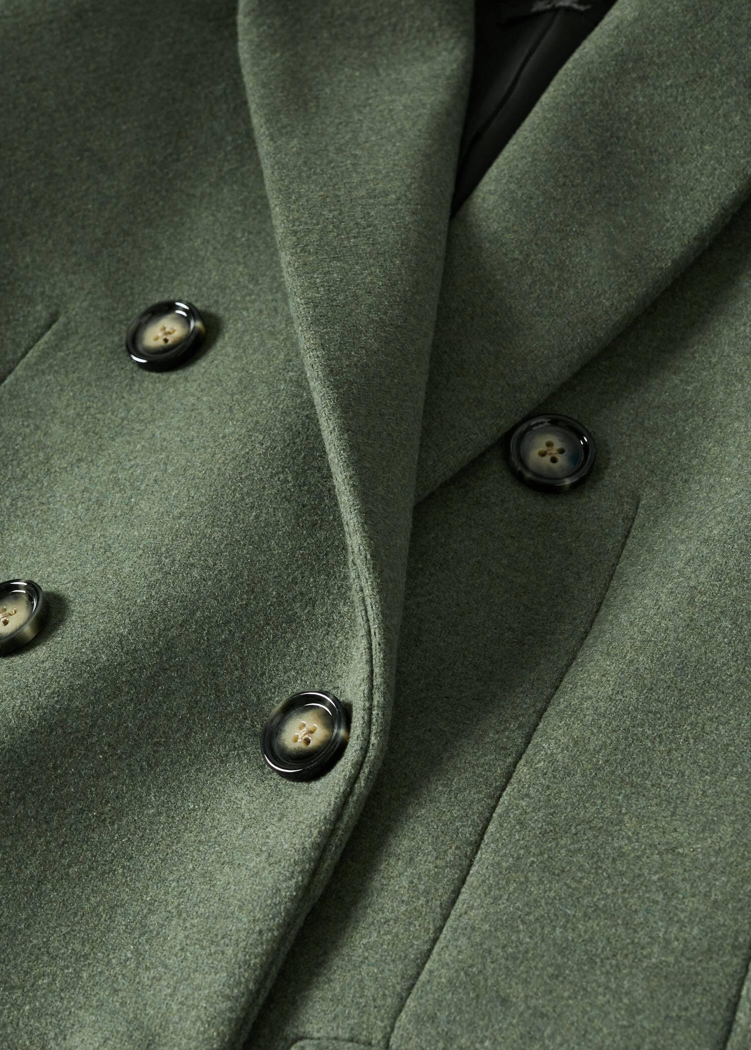 Khaki Wool Double-Breasted Coat, , large image number 5