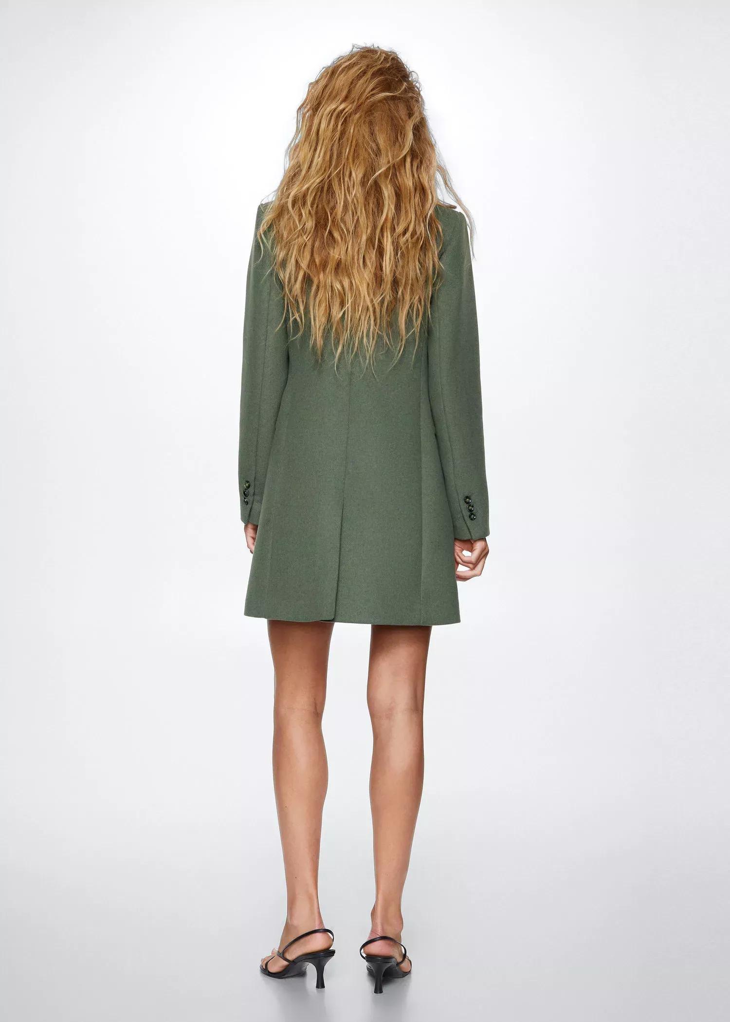 Khaki Wool Double-Breasted Coat, , large image number 6