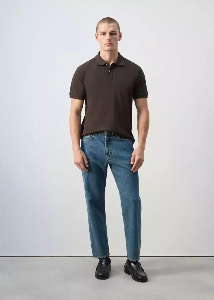 Brown Cotton Pique Polo, , medium