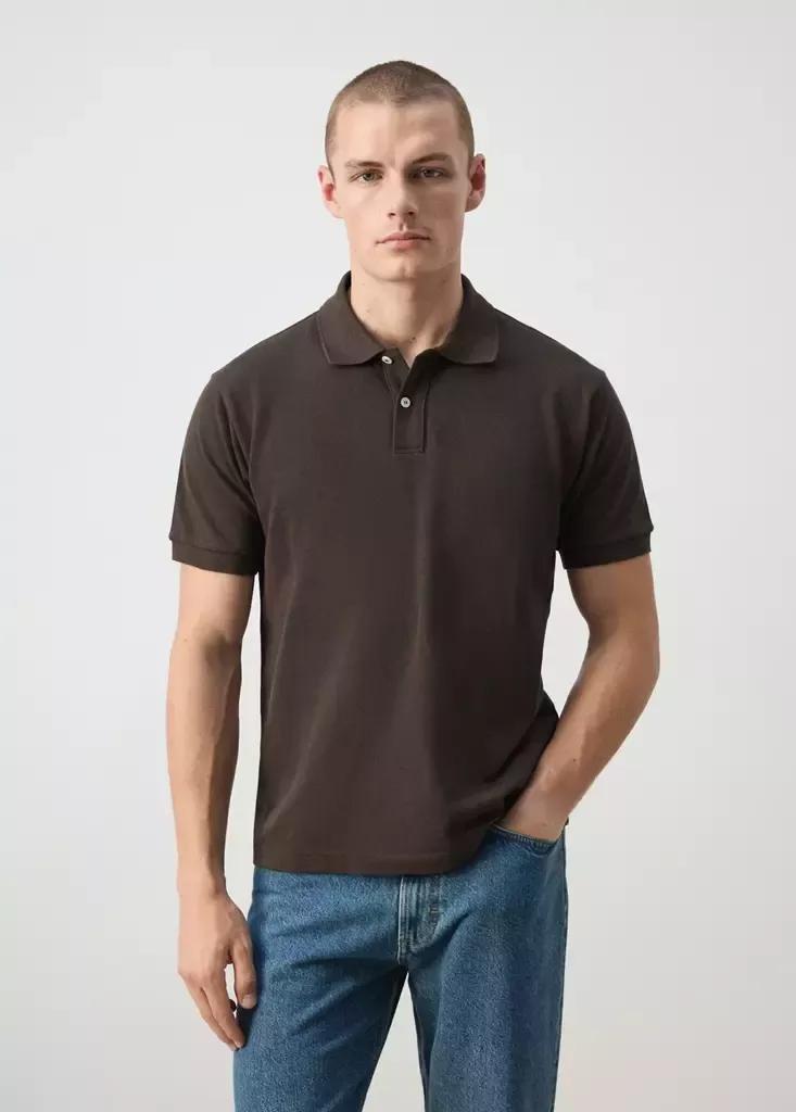 Brown Cotton Pique Polo, , medium