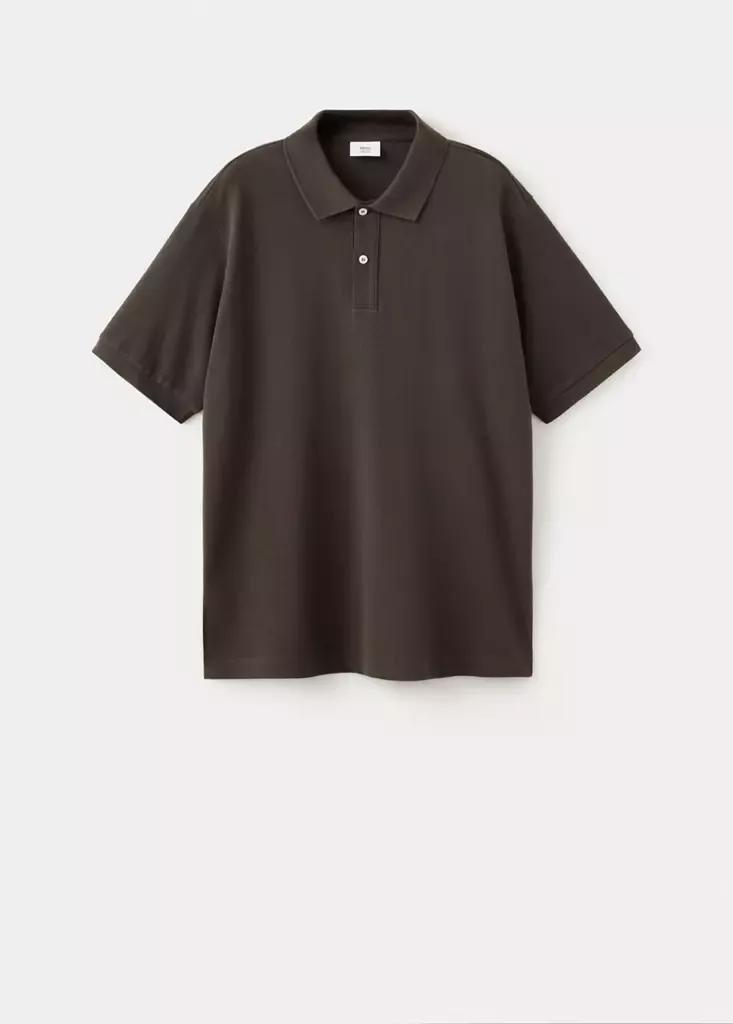 Brown Cotton Pique Polo, , large image number 5