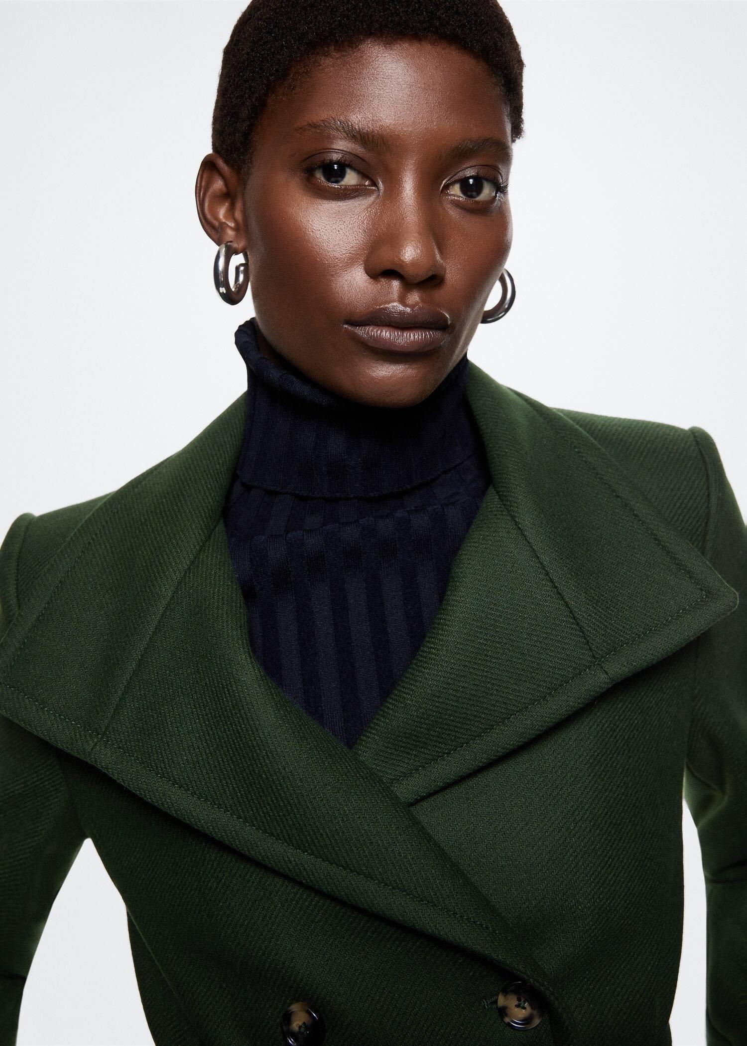 Green Woollen Coat With Belt, , large image number 2