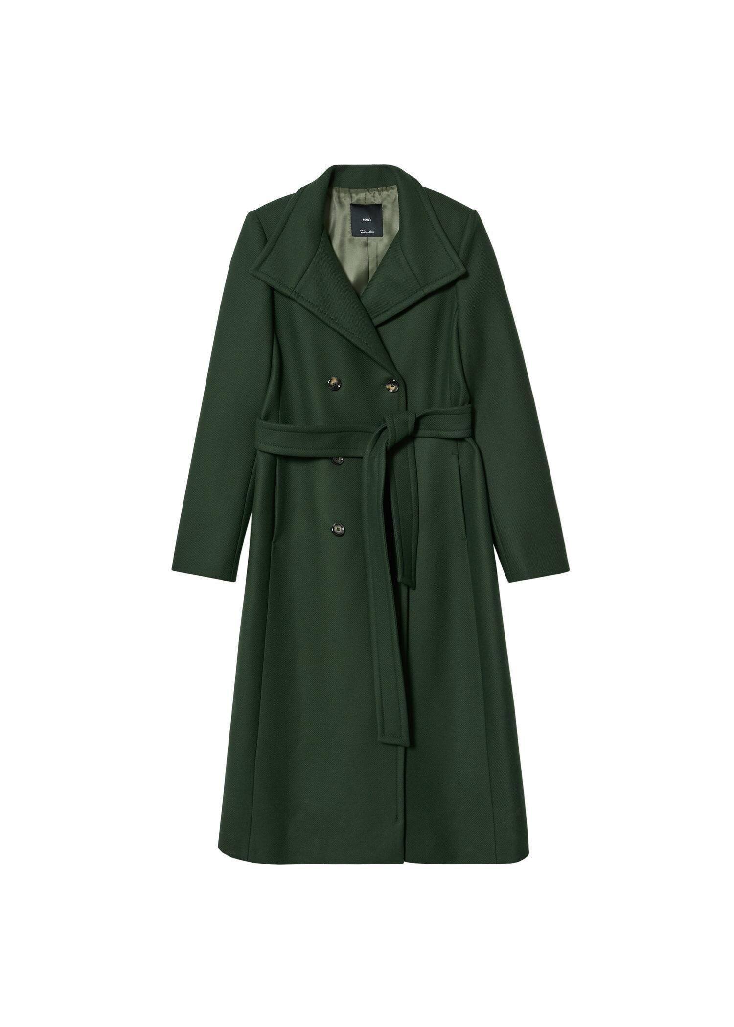 Green Woollen Coat With Belt, , large image number 4