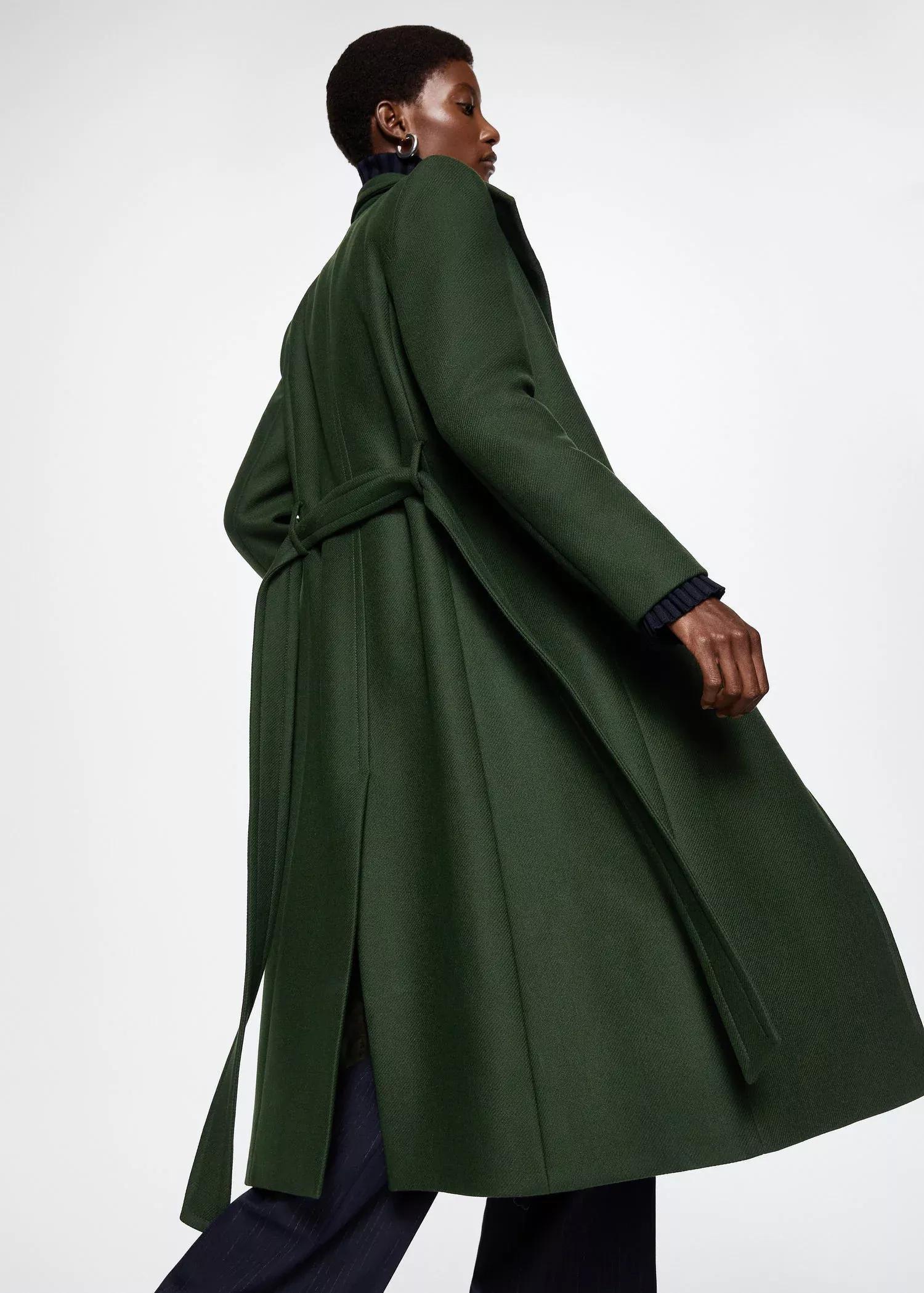 Green Woollen Coat With Belt, , large image number 5