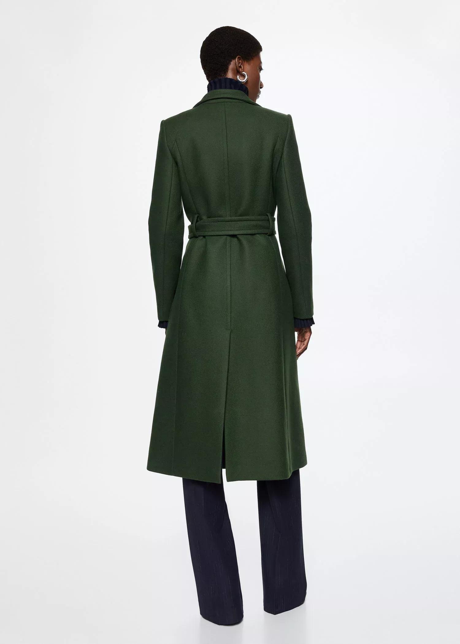 Green Woollen Coat With Belt, , large image number 7