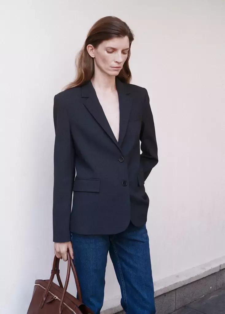 Grey Straight-Fit Suit Blazer, , large image number 3