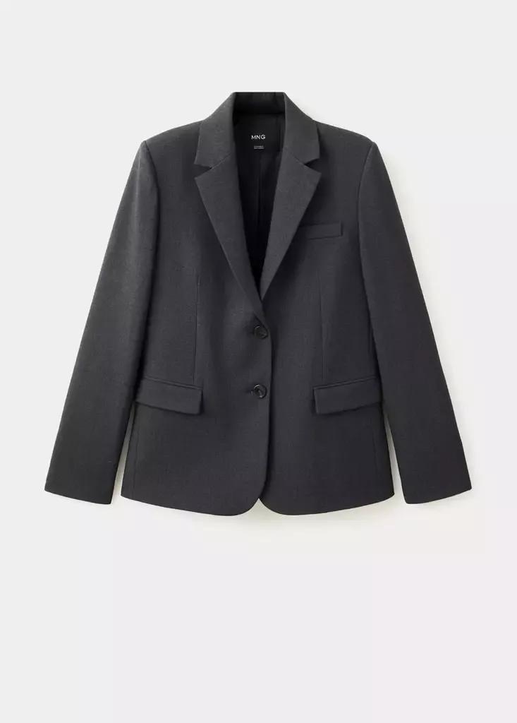 Grey Straight-Fit Suit Blazer, , large image number 4