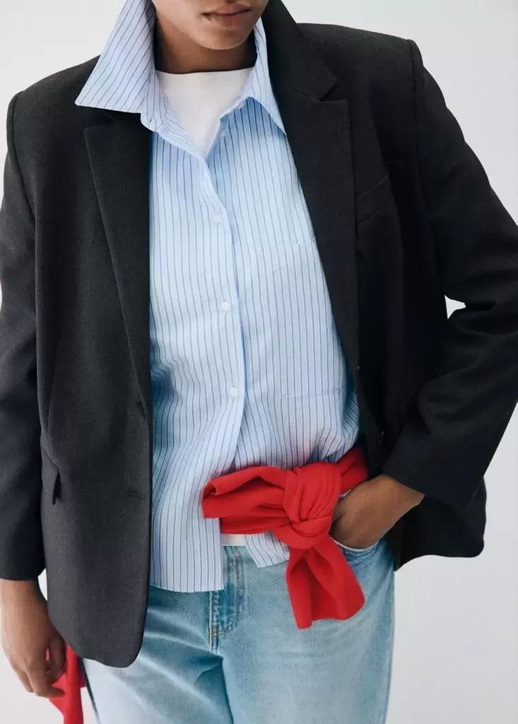 Grey Straight-Fit Suit Blazer, , large image number 7