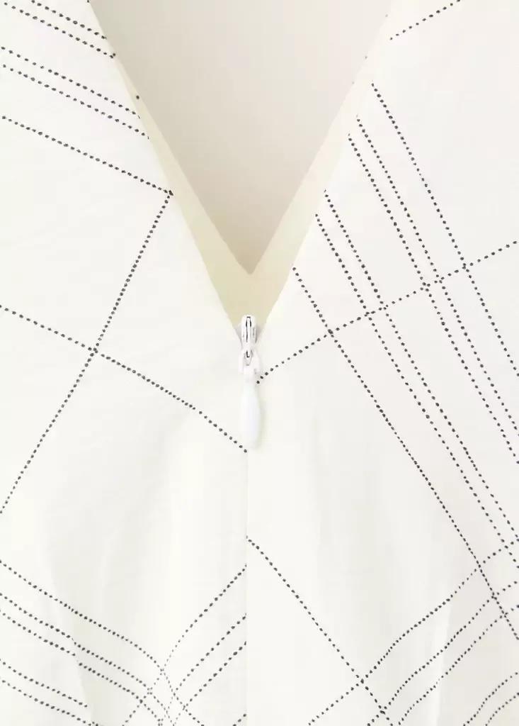 White Ruched V-Neck Dress, , large image number 5