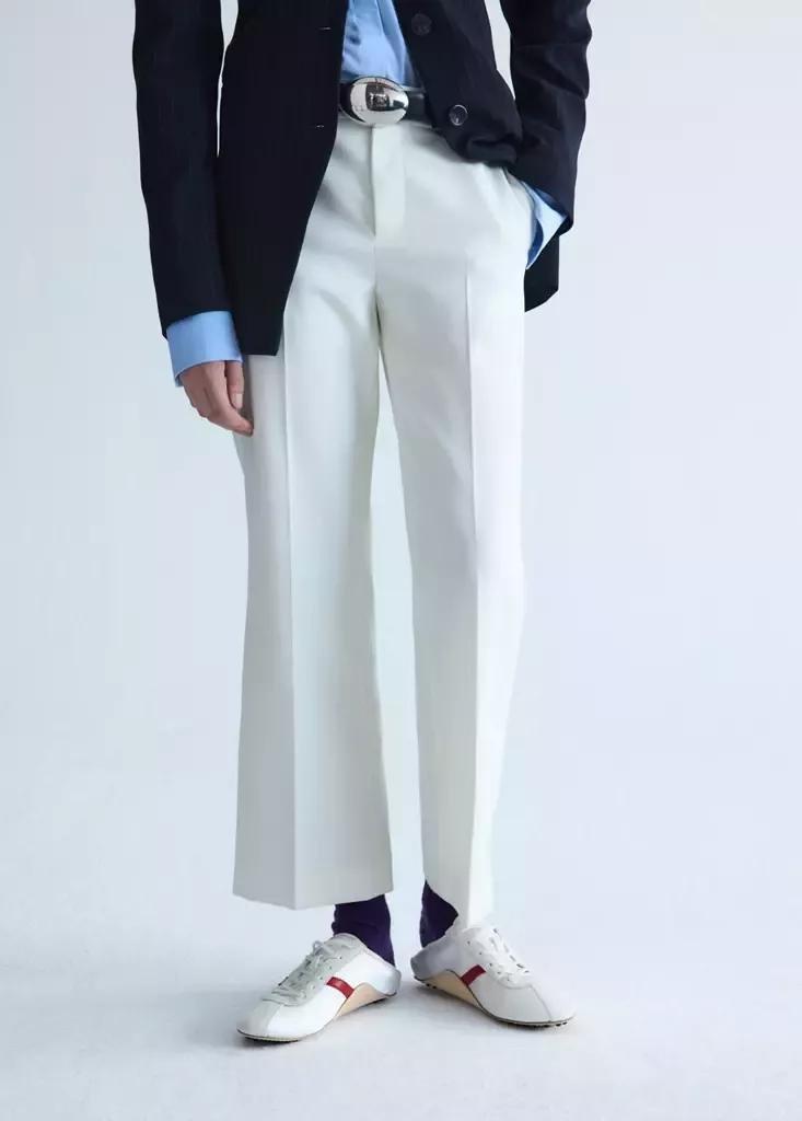 Beige Polyester Trousers, Light Beige, medium