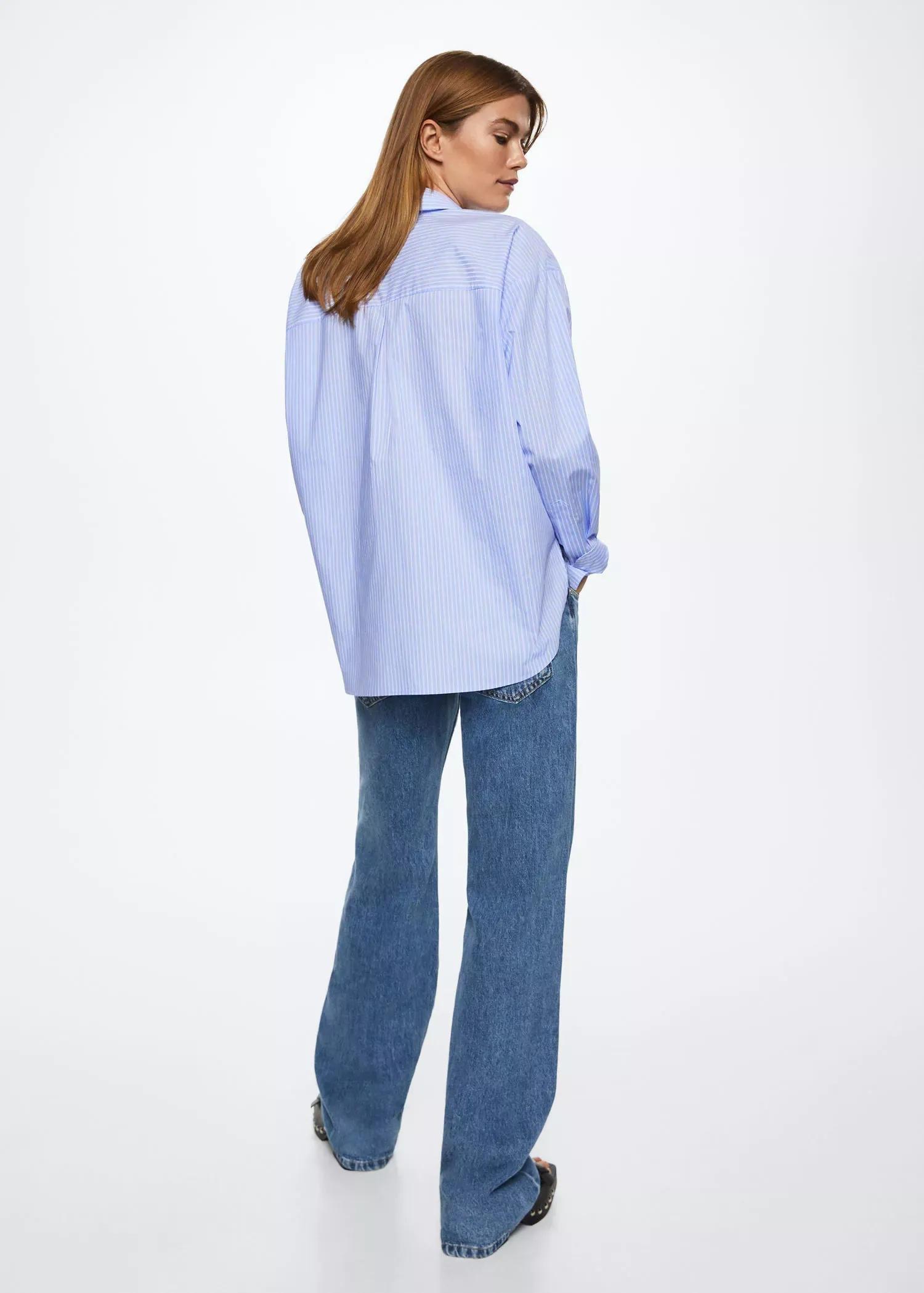 dark blue Oversize cotton shirt, , large image number 3