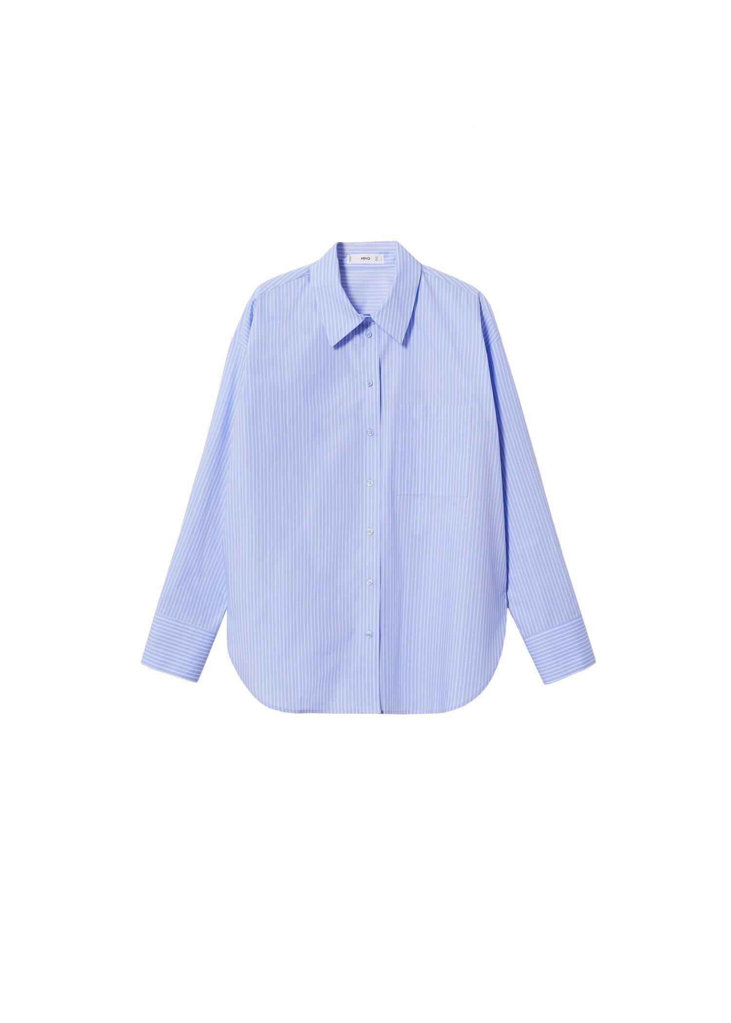 dark blue Oversize cotton shirt, , large image number 4