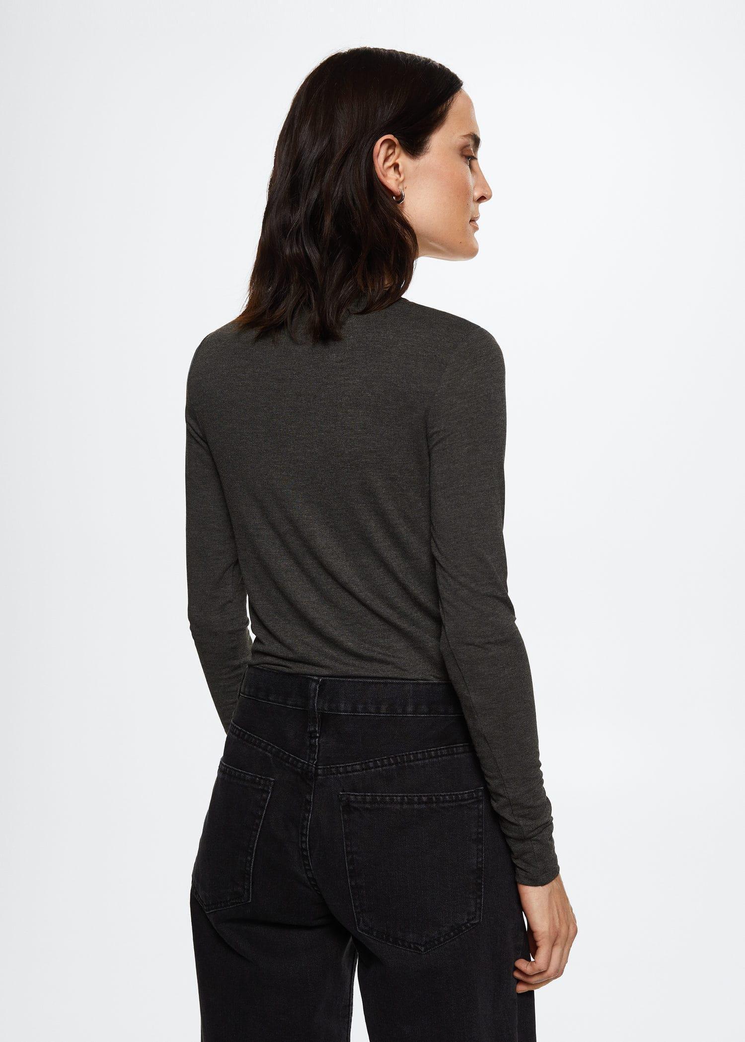 Grey Long-Sleeved V-Neck T-Shirt, , large image number 5
